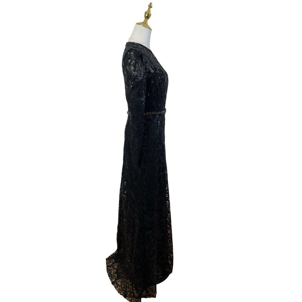 Mac Duggal 68011 Black Embellished Lace Illusion Long Sleeve Gown Size 6 $698 - Picture 6 of 8